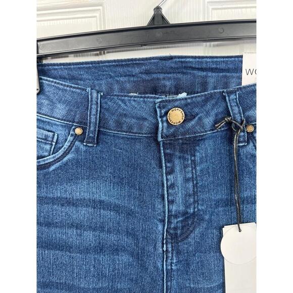 WORKSHOP Republic Jeans Size 12 Dark Blue High Rise Cuffed Skinny Ankle Stretch - Picture 4 of 10